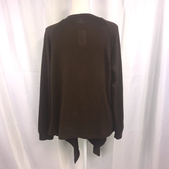 LAST ONE! All for Color Brown Waterfall Cardigan - Picture 4 of 5